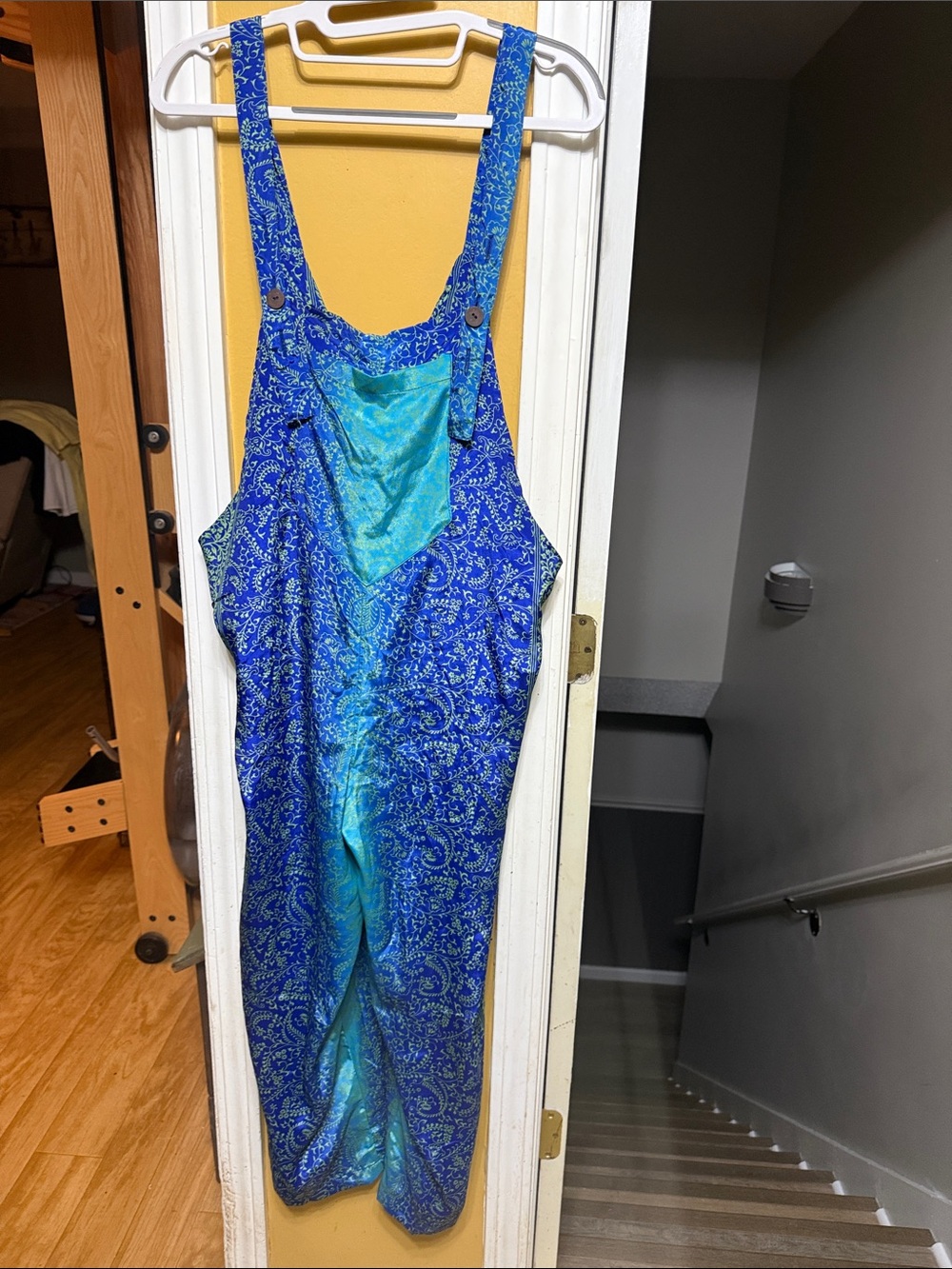 Earthbound Trading S women’s overall blue/green paisley boho vintage inspired